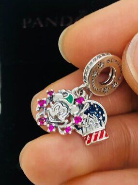 ✨🔥Pandora Mickey Snow Globe Double Dangle Charm